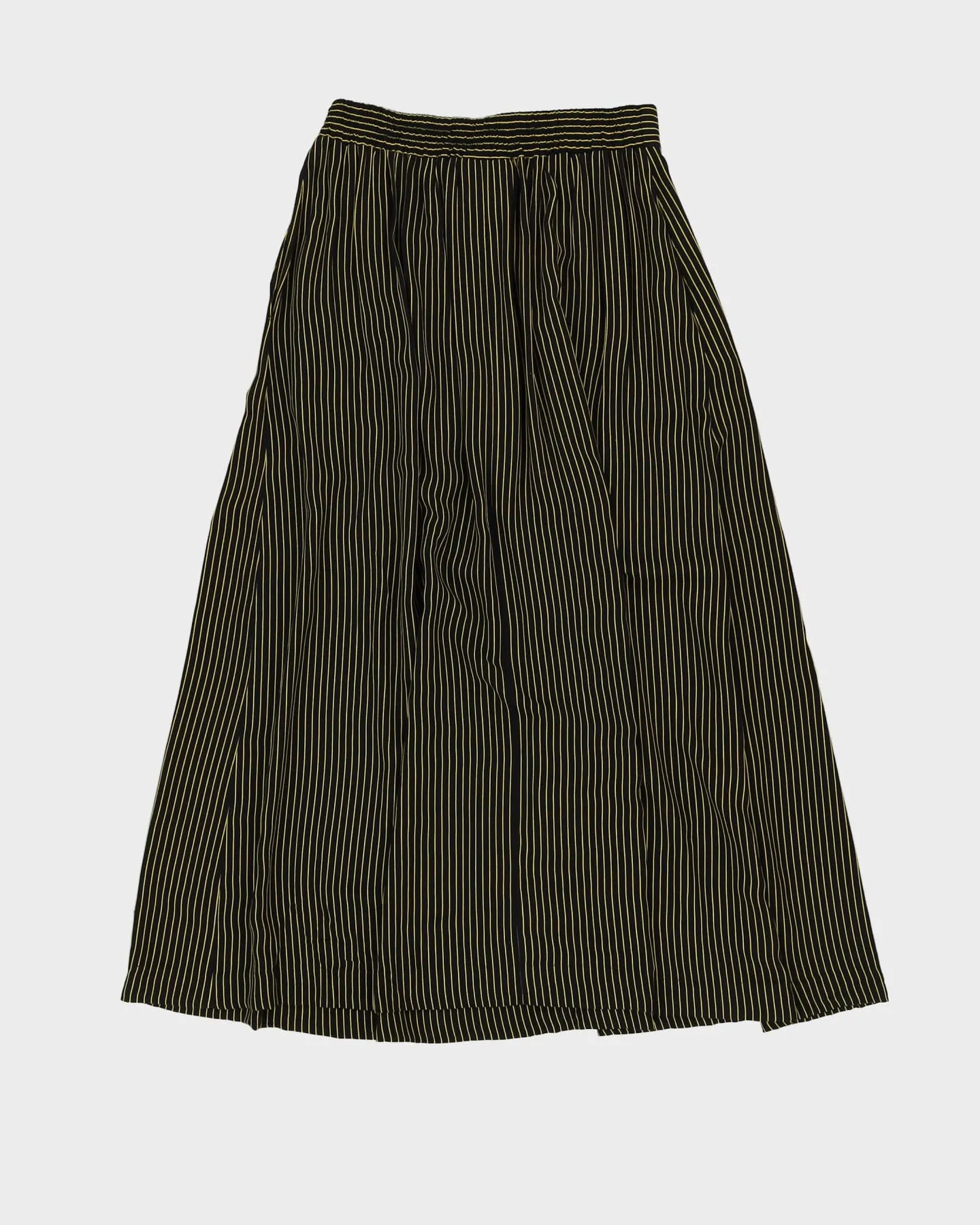 00s Black With Yellow Pinstripes Midi Skirt - S