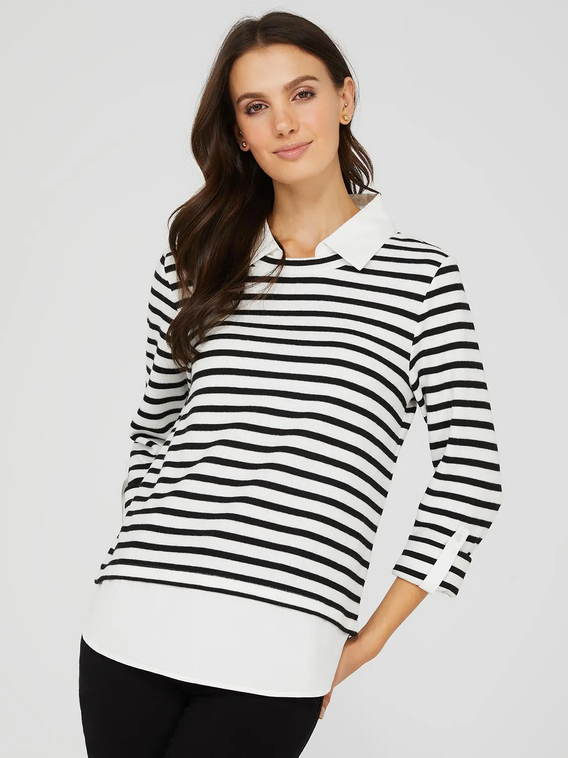 2-Fer Striped Long Sleeve Top