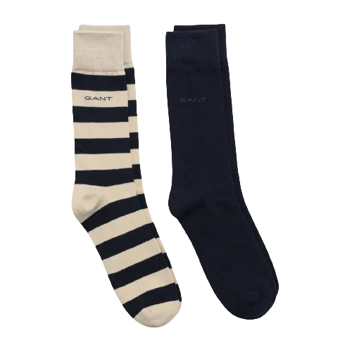 2 Pack Bar Stripe & Solid Socks - Lavish Green | Bright Red | Desert Beige | College Blue