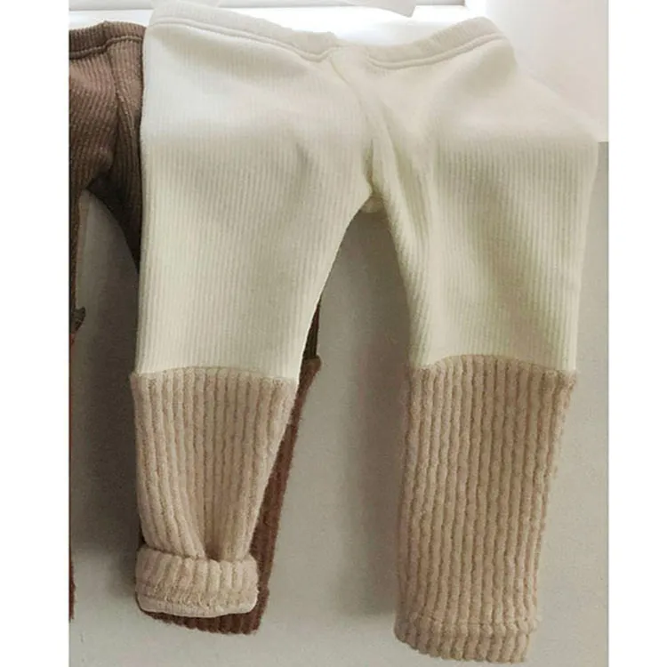 3-24M Velvet Warm Stitching Knitted Pants Leggings Baby Wholesale Clothing