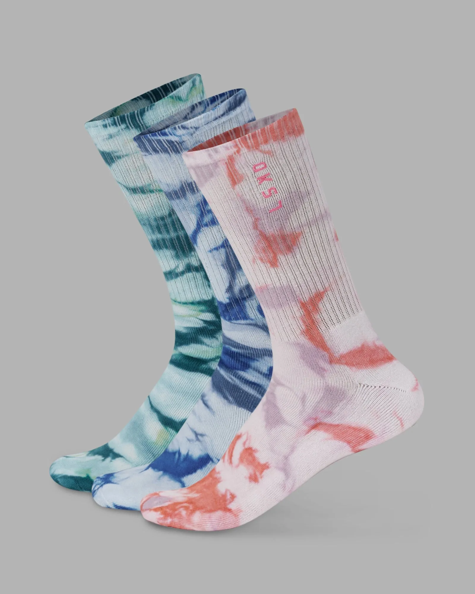 3 Pack Signal Crew Sock - Tie Dye-Pink-Blue-Green