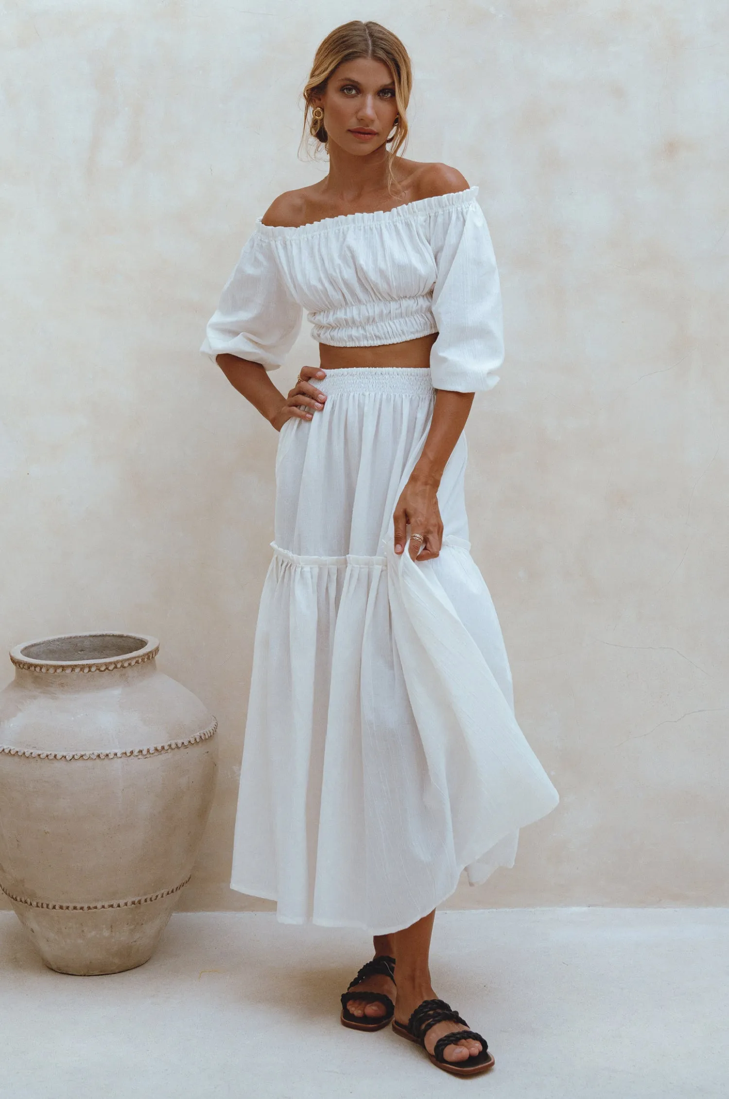 Annabelle Boho Linen Maxi Skirt