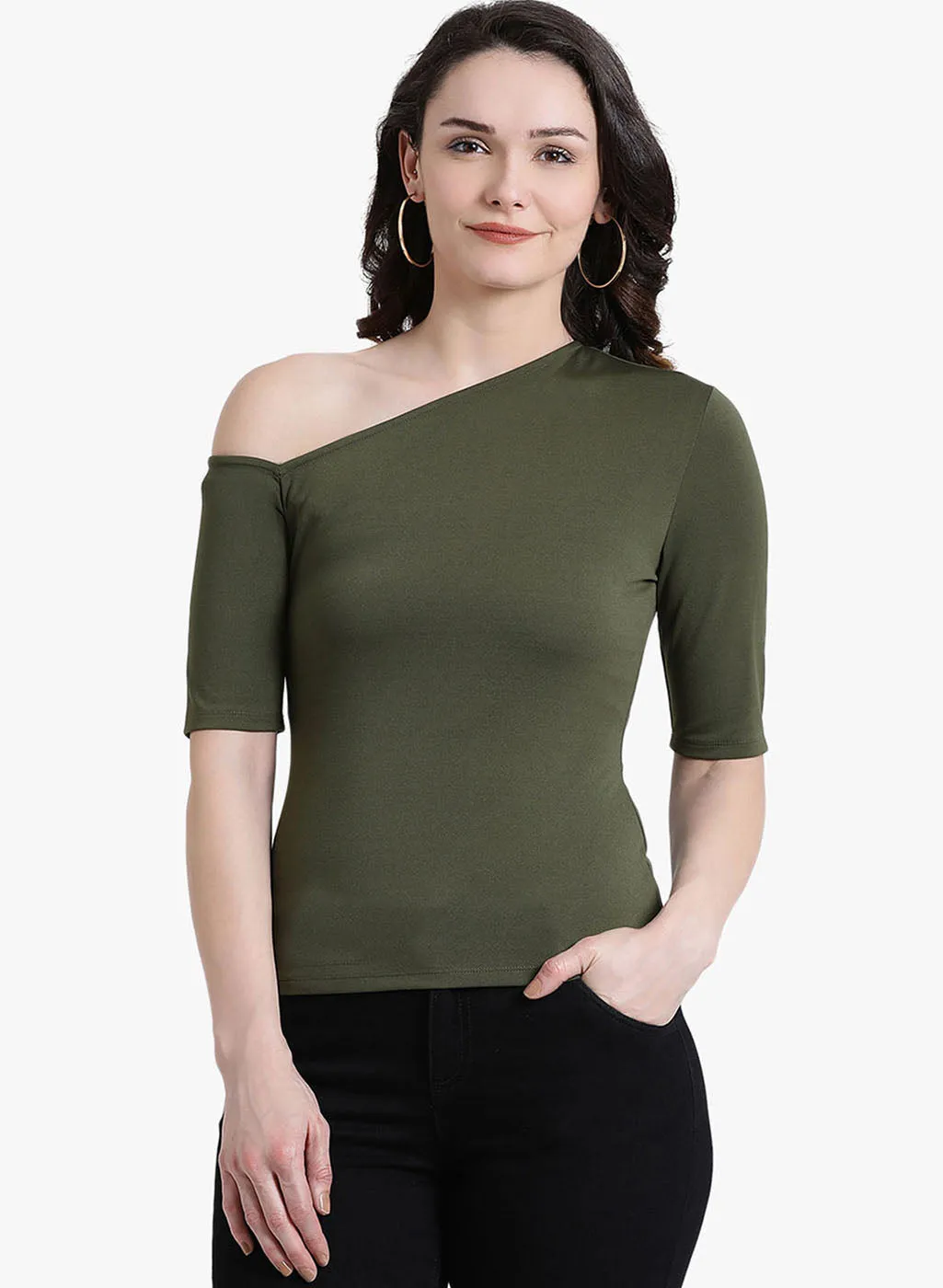 Assymetric Top With Elbo Sleeves