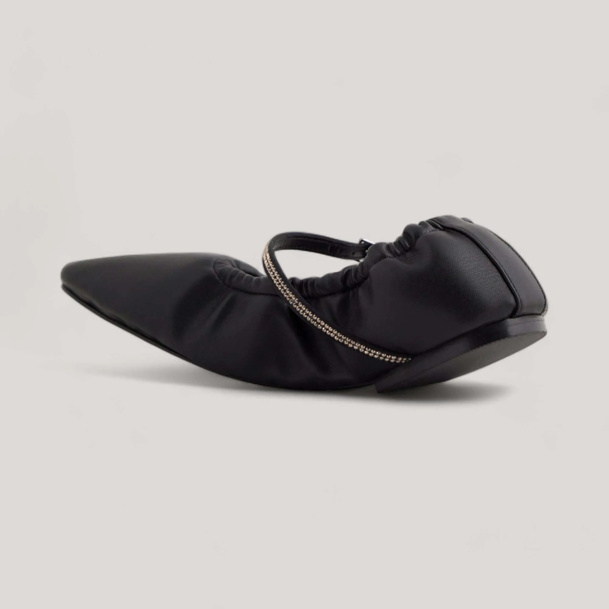 AURORA | Black Nappa Crystal - Mary Jane Flats