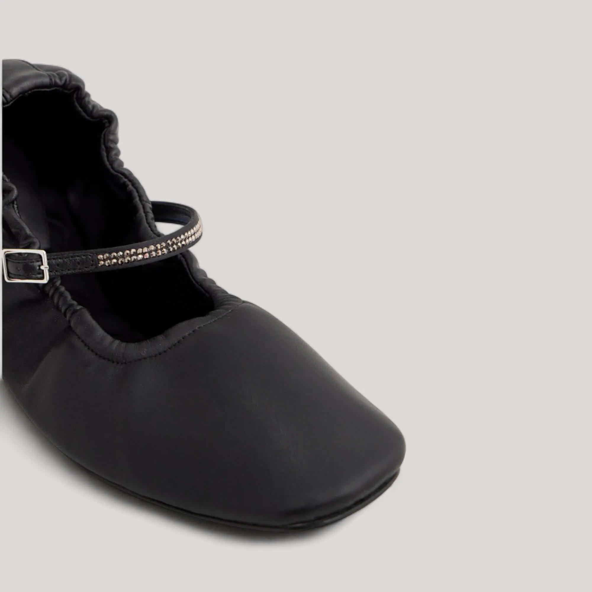 AURORA | Black Nappa Crystal - Mary Jane Flats