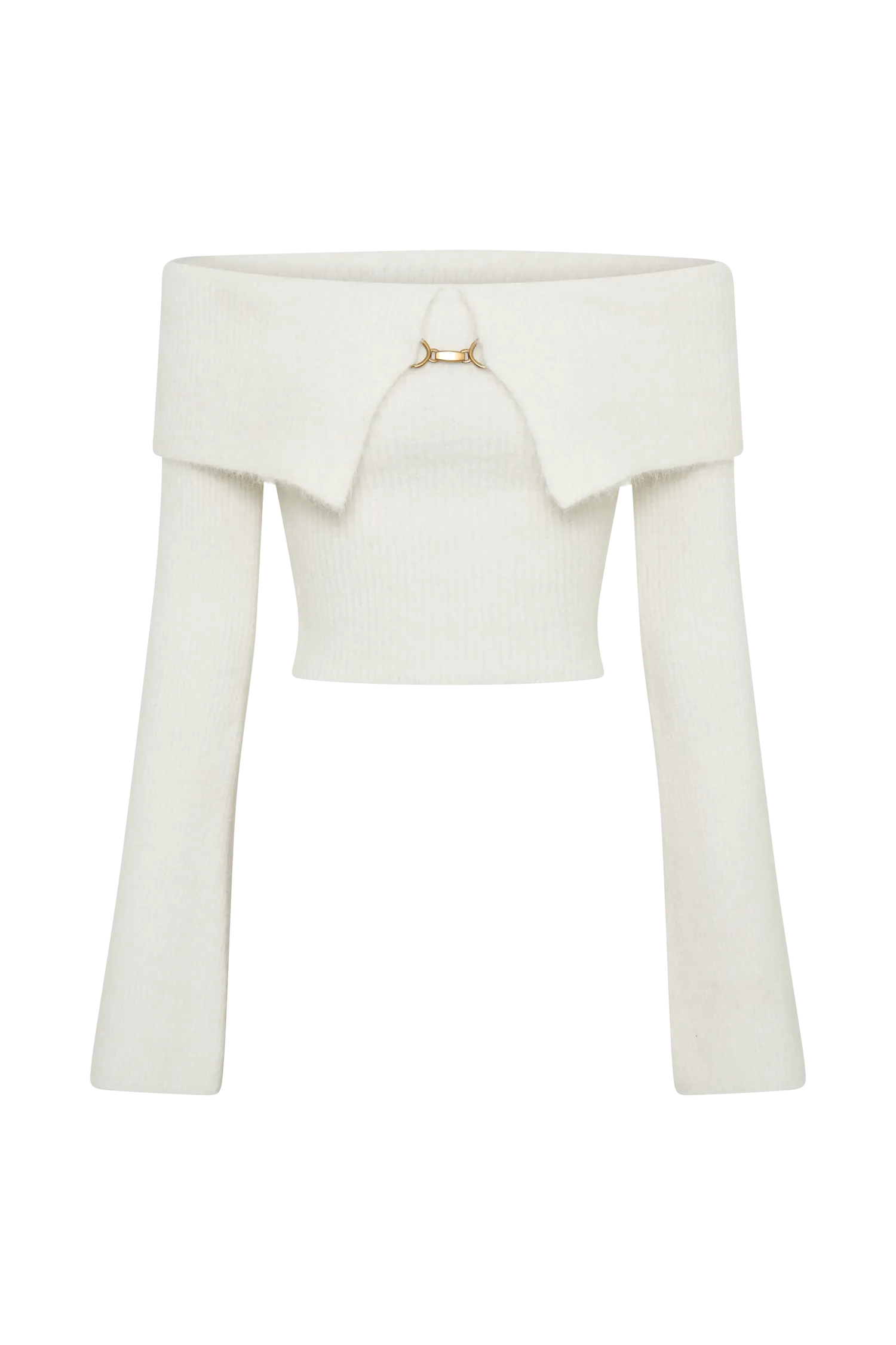 Baxter Off Shoulder Fluffy Knit Top - Ivory