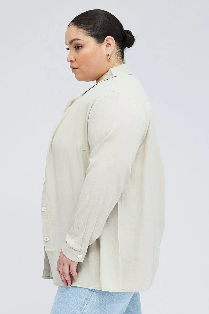 Beige Relaxed Shirt Long Sleeve