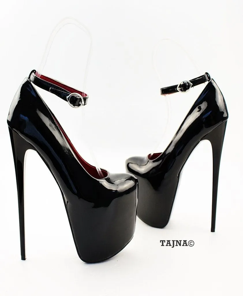 Black Patent Leather 19 cm High Heeled Platforms