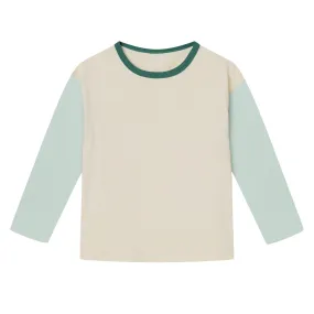 Boxy Longsleeve Colorblocking I Aqua Grey I Forest Green