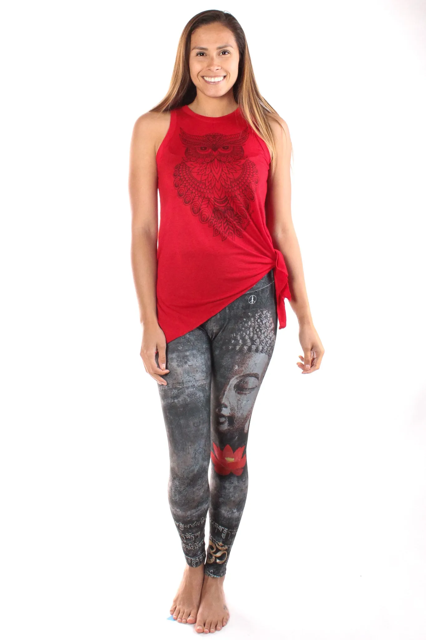 Buddha Leggings With Red Lotus