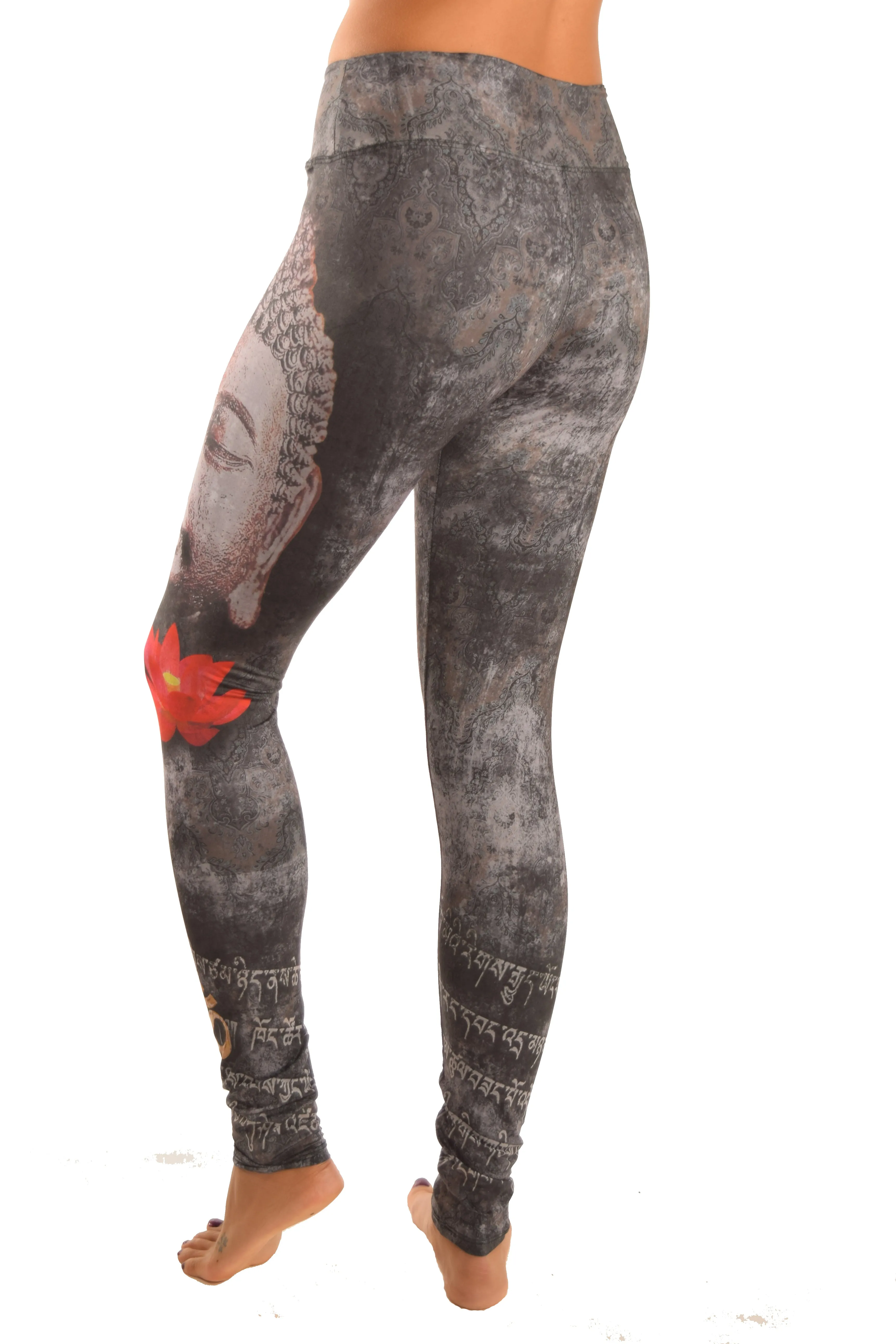 Buddha Leggings With Red Lotus