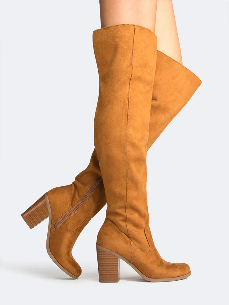 Chunky Heel Knee High Boots