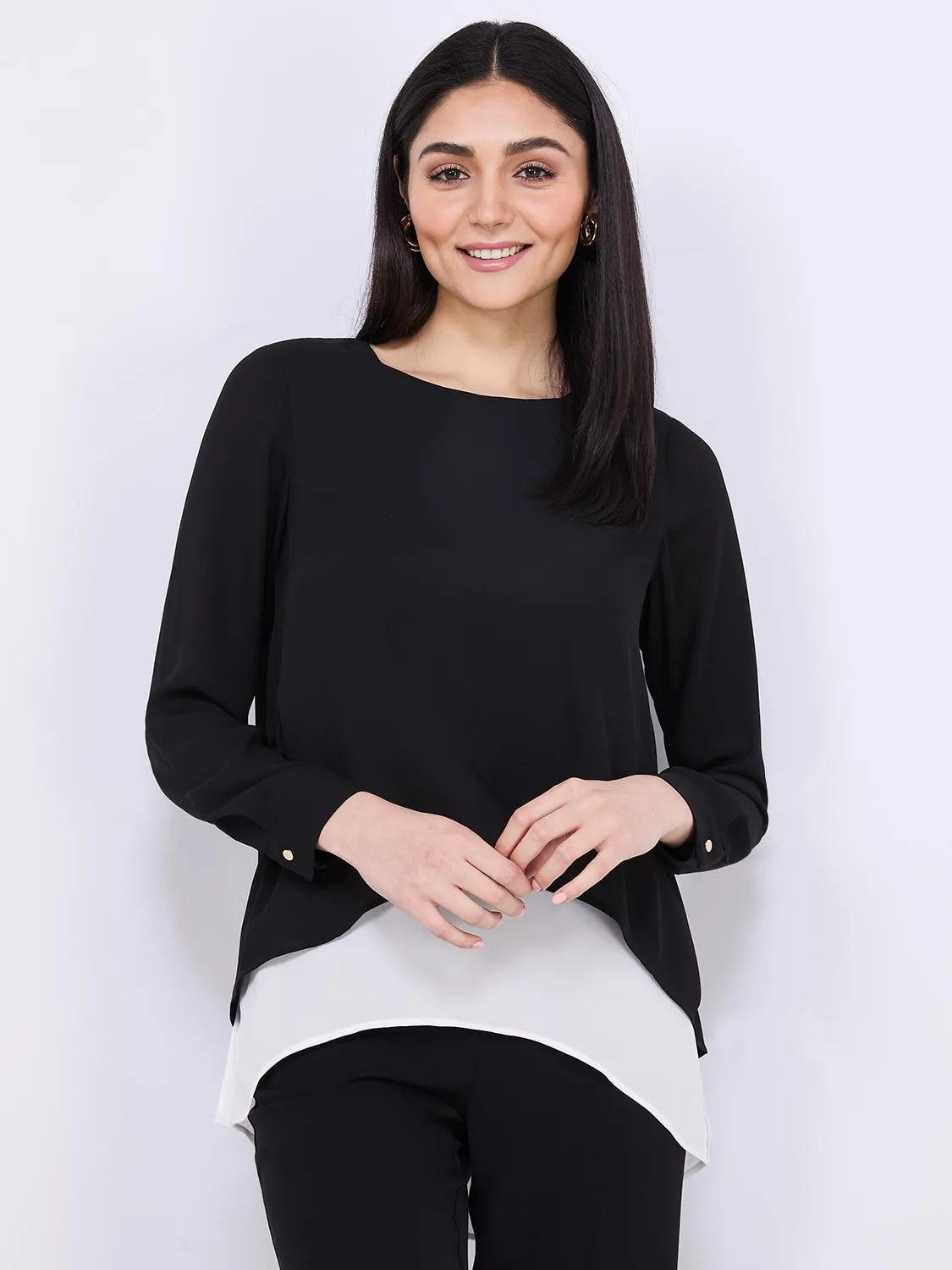 Colour Block Layered Tunic Top