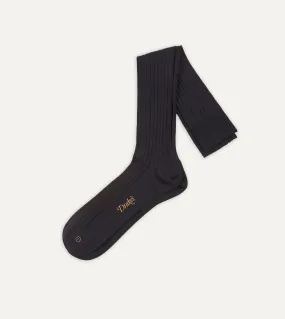 Dark Navy Cotton Over-the-Calf Socks