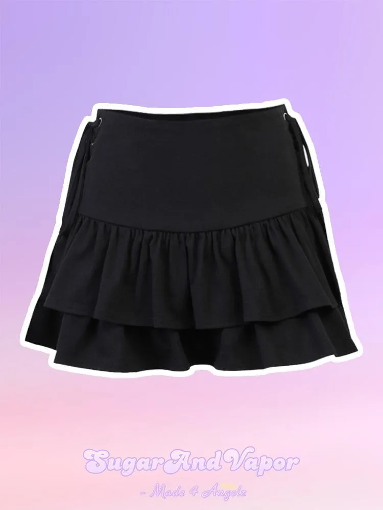 Delora Lace-up Ruffled Mini Skirt