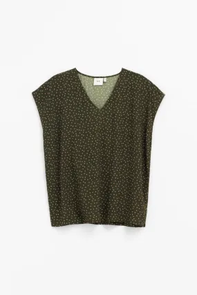 Elk The Label - Jorunn Top - Olive/pink Spot Mikro Print