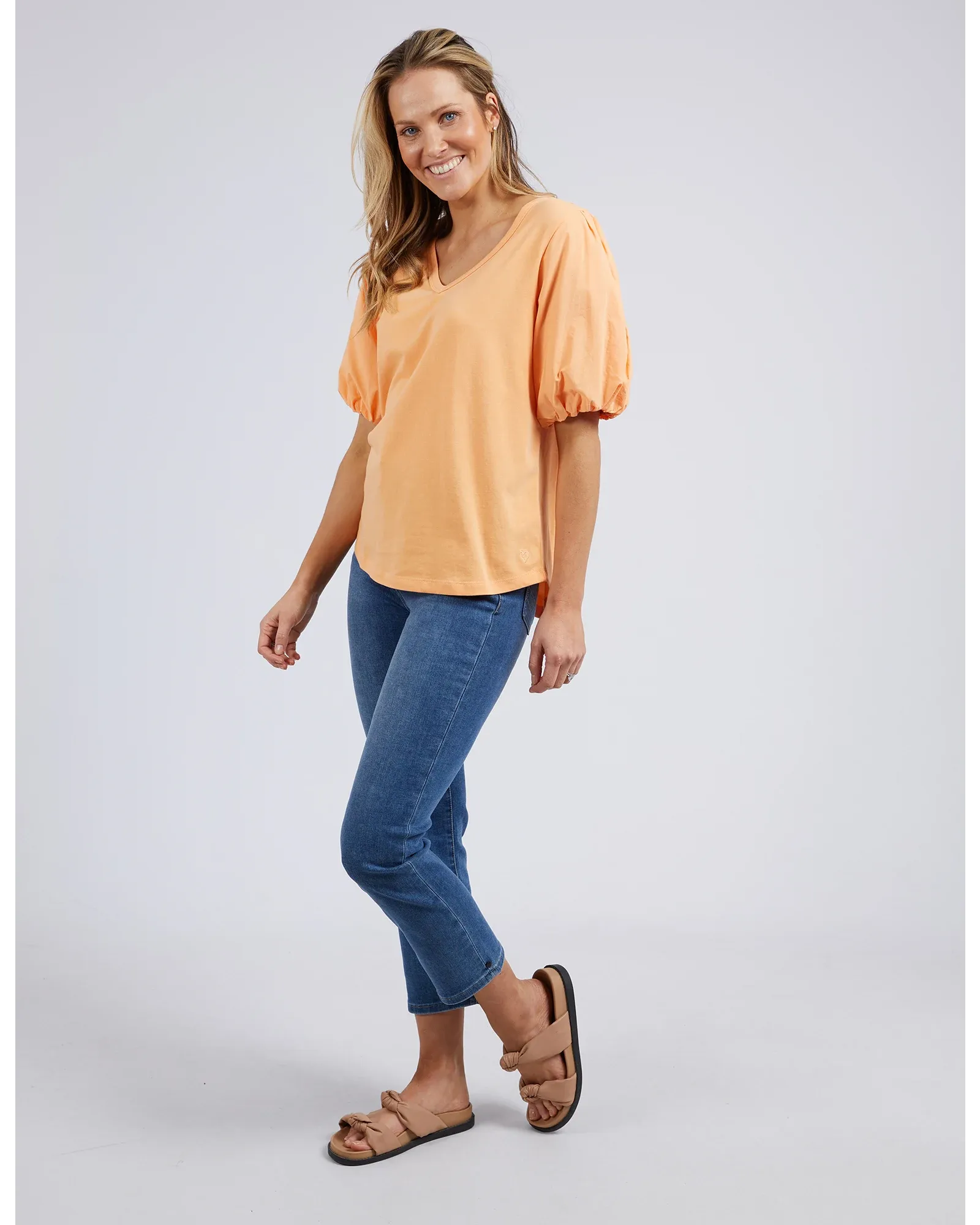 Elm - Joy Puff Sleeve Tee - Papaya