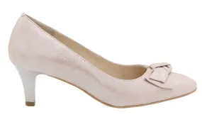 EMIS Pale Pink Mid Heel Shoe with Bow