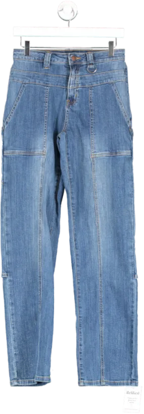 Fashion Nova Blue Straight Leg Front Pocket Jeans UK 6-8