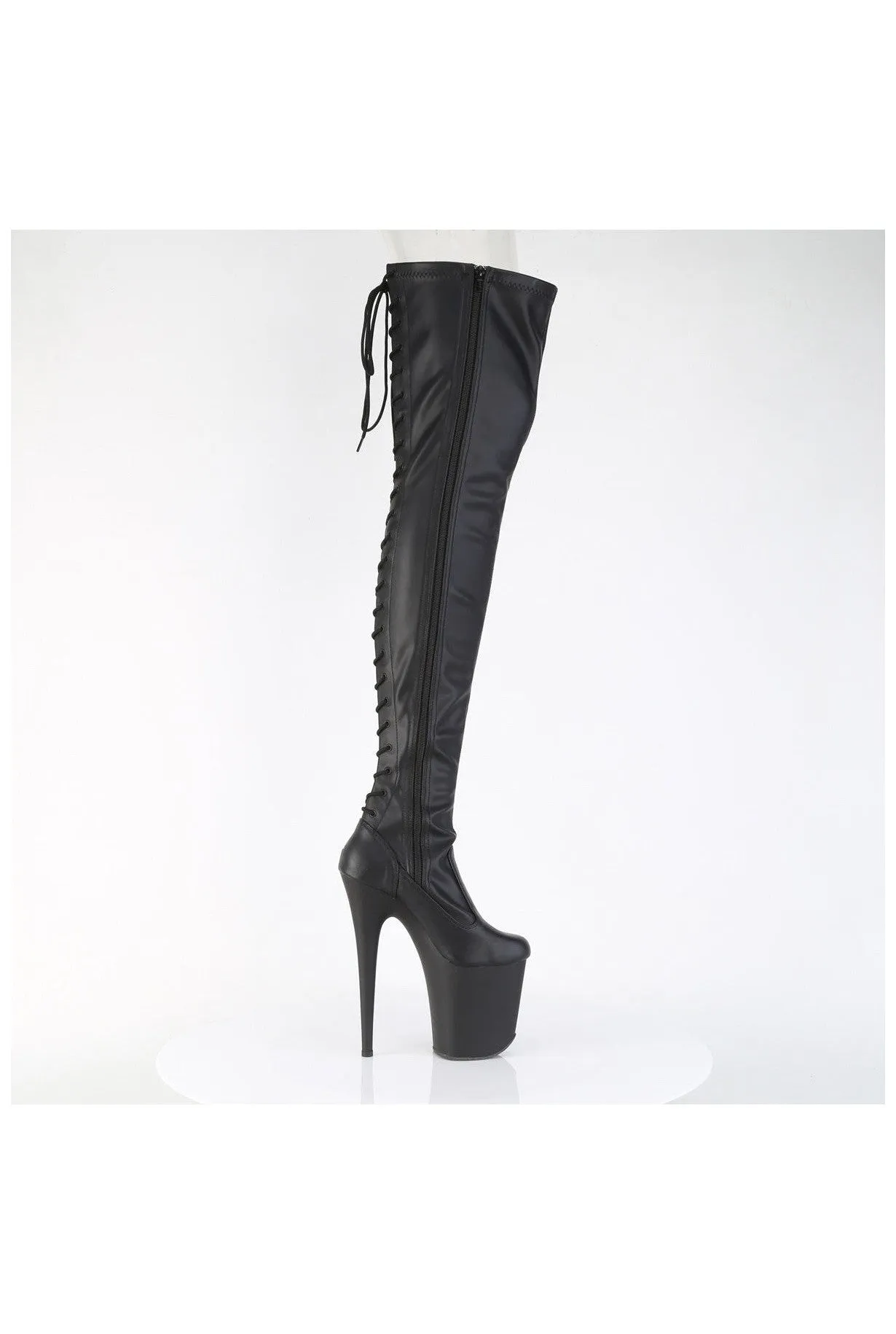 FLAMINGO-3850 Black Patent Thigh Boot