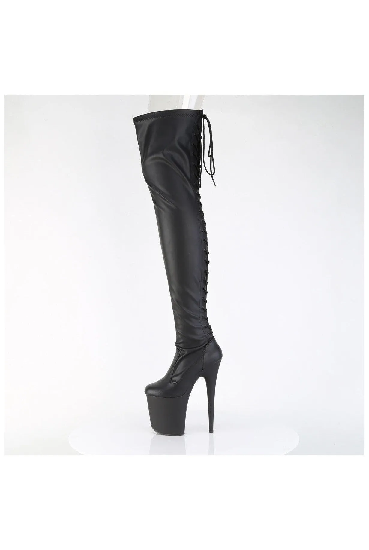 FLAMINGO-3850 Black Patent Thigh Boot