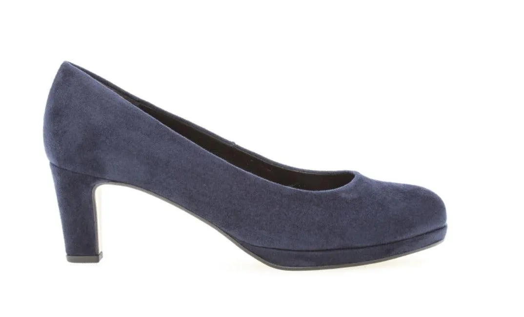 Gabor Navy Suede Court Shoe Figaro