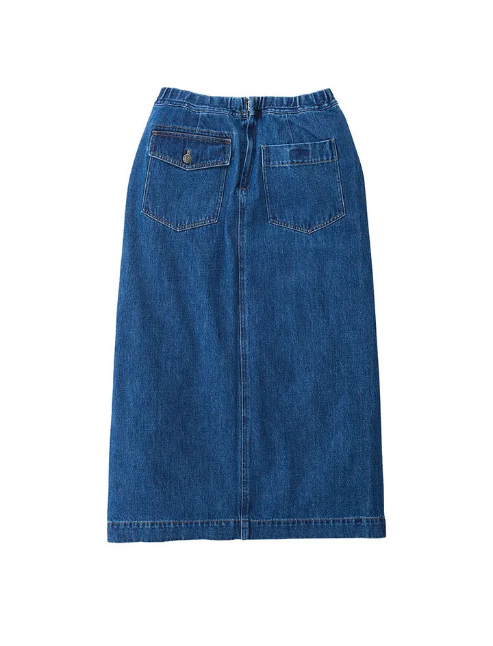 Gramicci Long Denim Skirt Mid Indigo