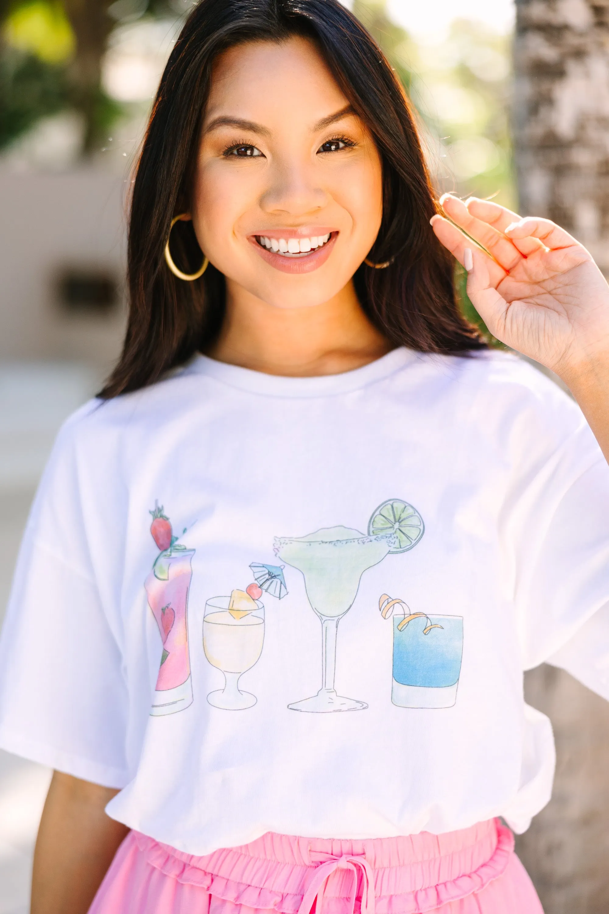 Happy Hour White Graphic Tee