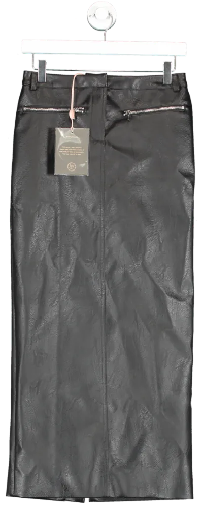 House of CB Black Tana Leather Skirt UK S