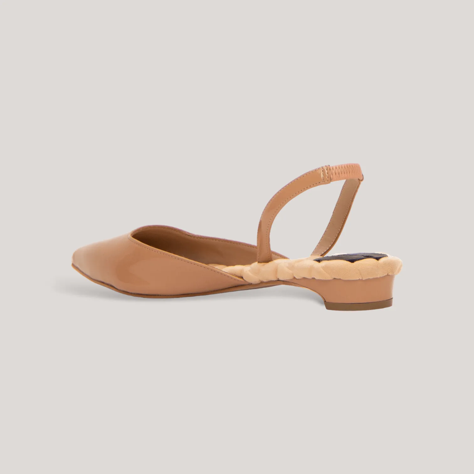 JACKIE | Nude Vegan Patent Slingback Flats