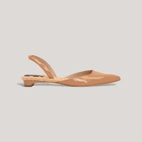 JACKIE | Nude Vegan Patent Slingback Flats