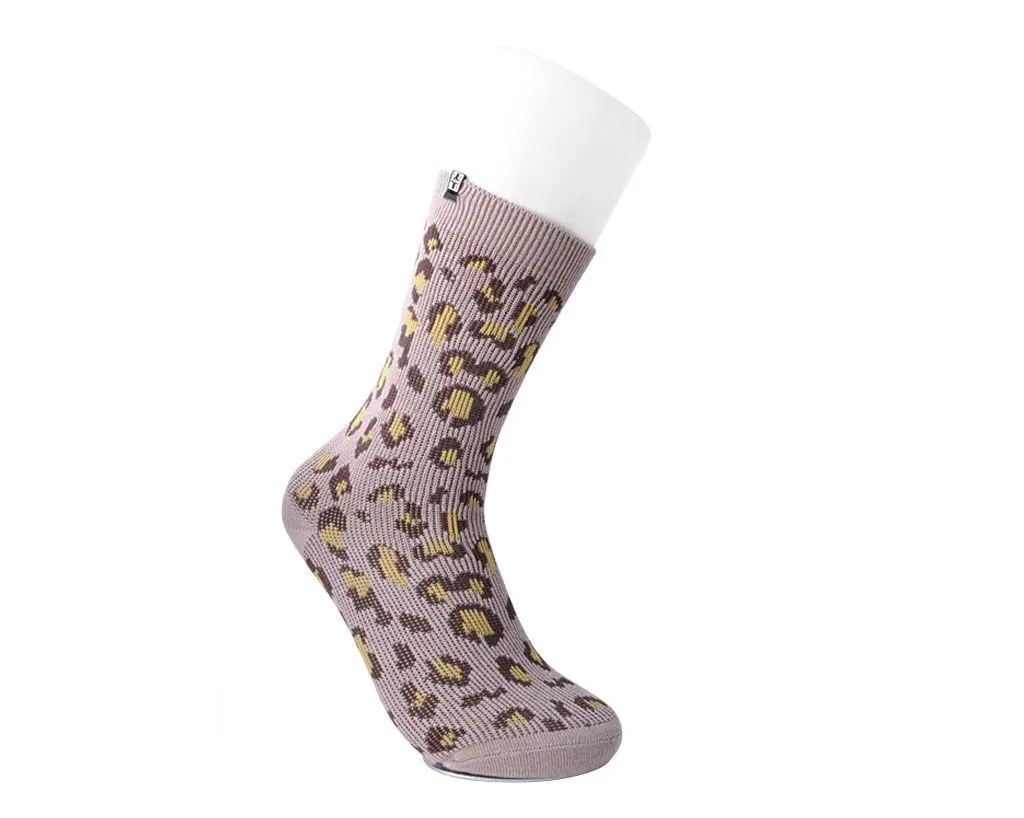 Leopard Khaki Crew Sock