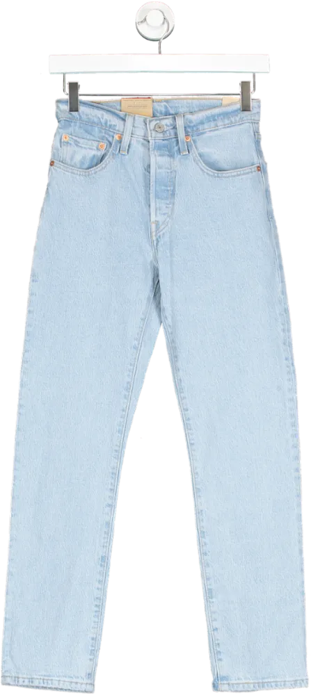 levis Blue 501 Original High Rise Straight Leg Cropped Jean W24