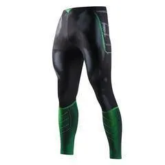 Men's Green Lantern Premium Long Sleeve Compression Leggings Grappling Spats