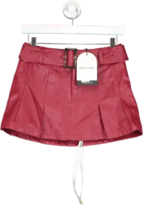 Mistress Rocks Red Wine Vegan Leather Mini Skirt UK S