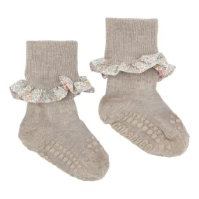 Non-slip Socks Bamboo Sand, Liberty Ruffle