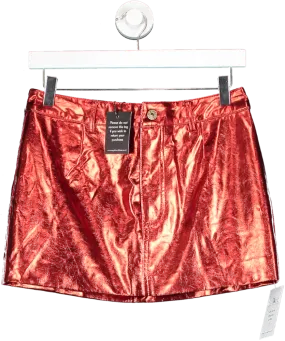 Noughts & Kisses Red Ada Metalic Mini Skirt UK S