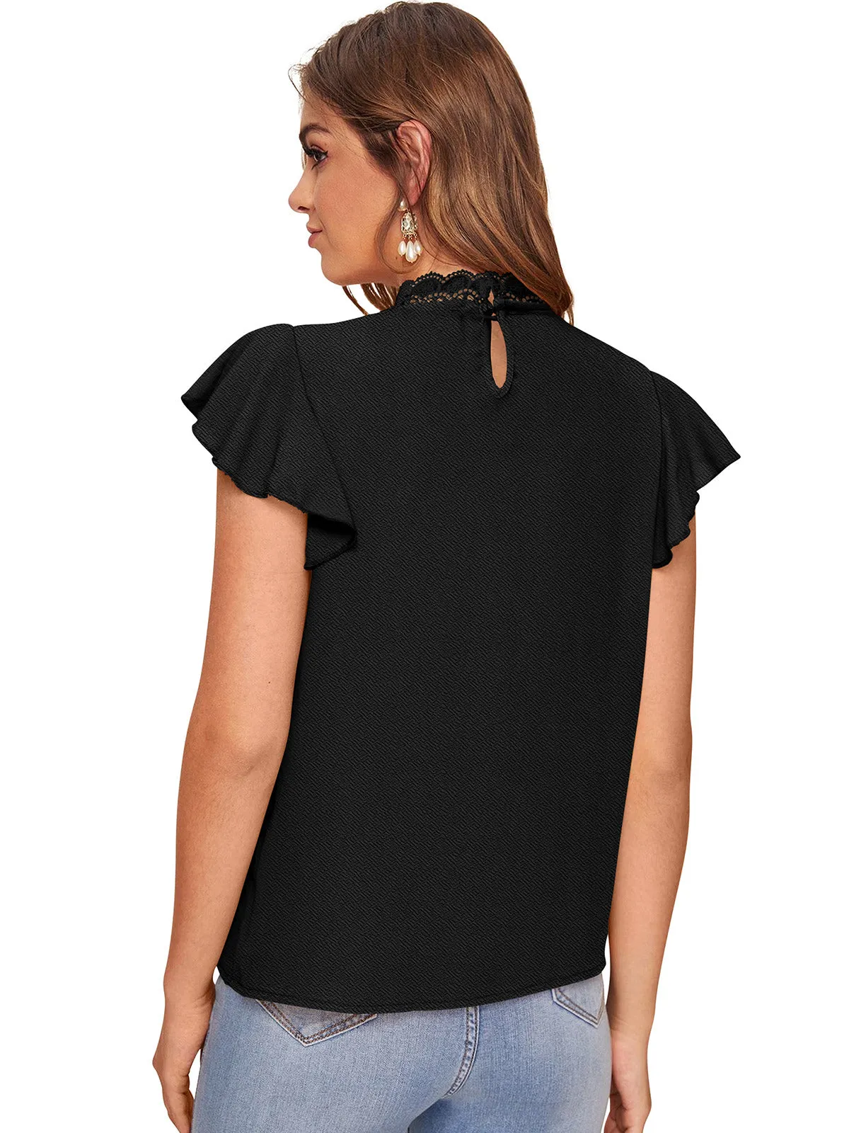 Odette Black Knit Fabric Top For Women