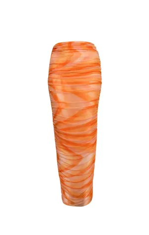 Orange Drapped Long Skirt