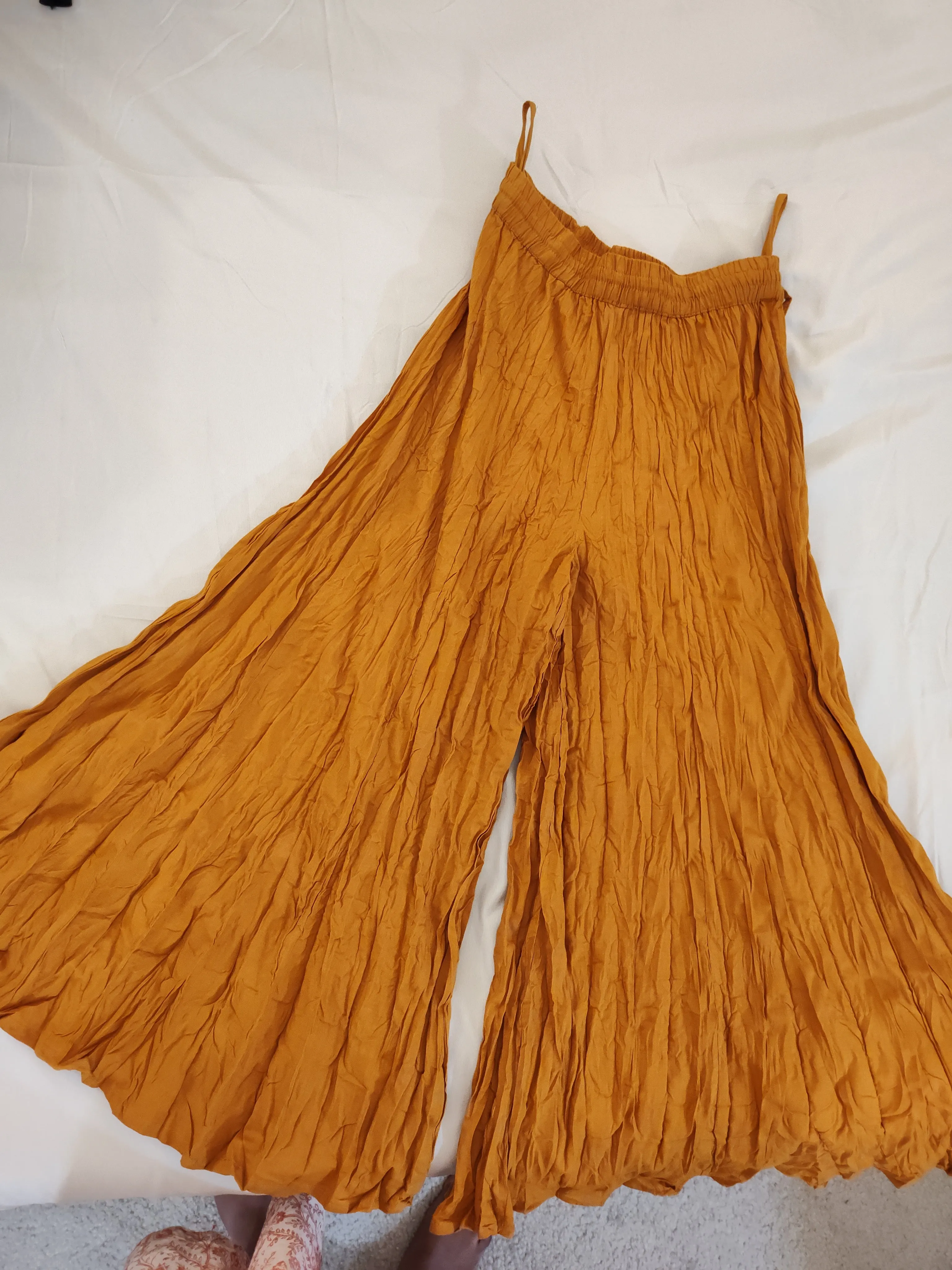 Pleasing Mustard Color Crush Cotton Palazzo