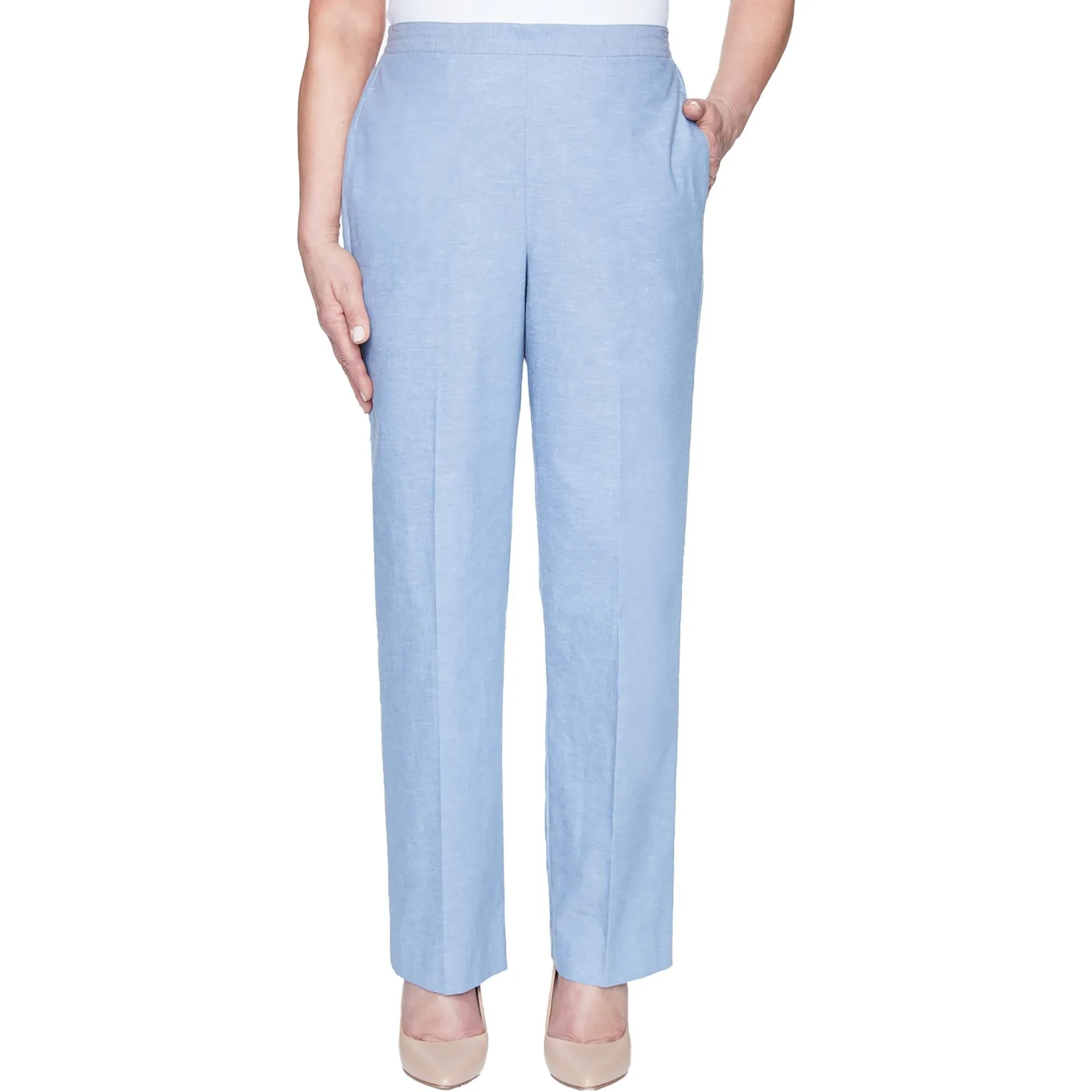 Plus Womens Chambray Straight Leg Pants