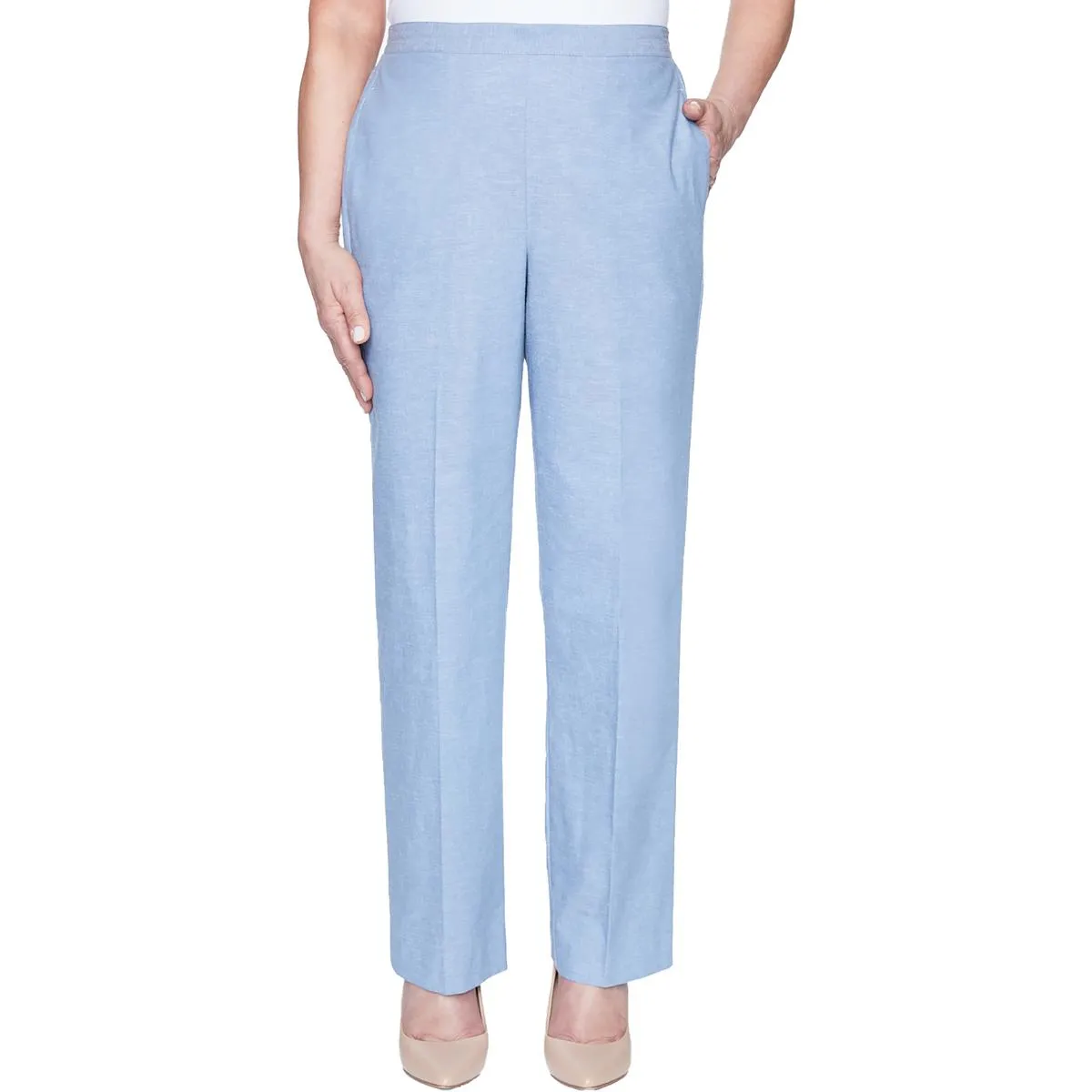 Plus Womens Chambray Straight Leg Pants