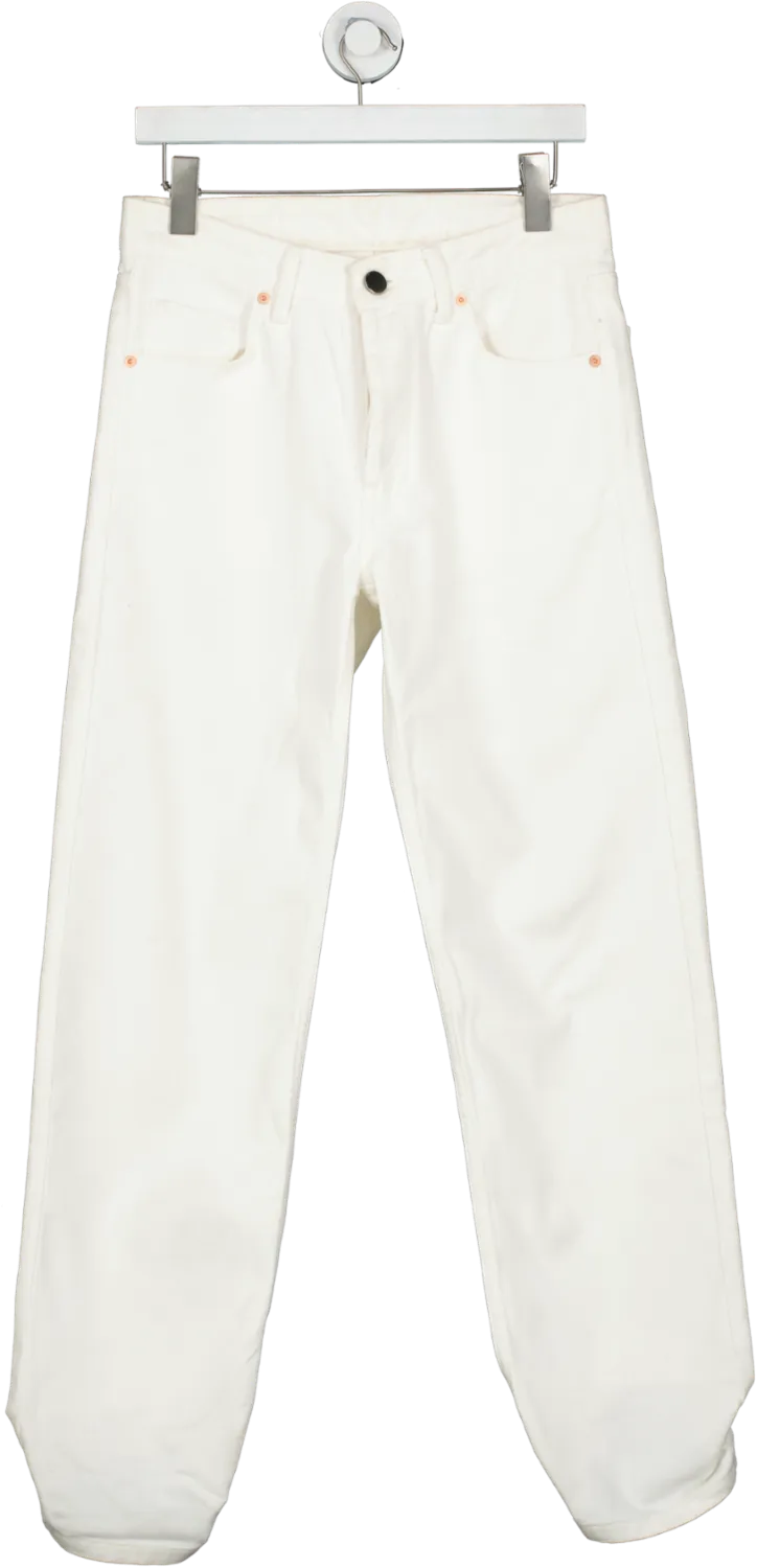 Raey White Straight Leg Ruched Hem Jeans W24