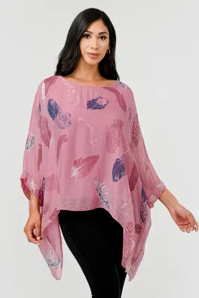 Raw Moda Italian Silky Feathered Pattern Top