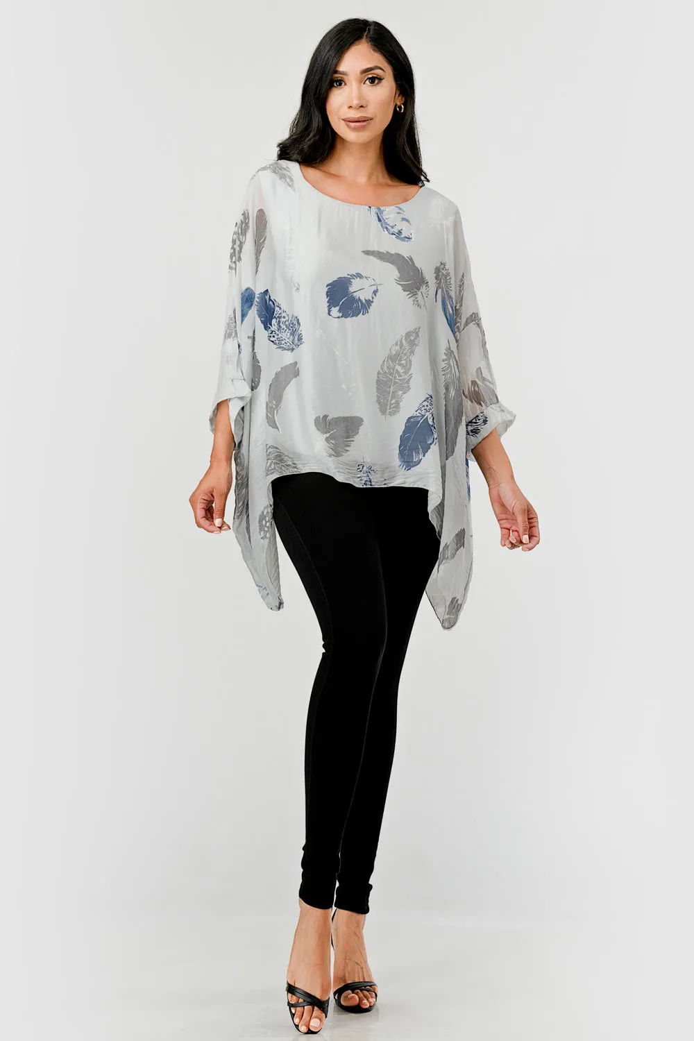 Raw Moda Italian Silky Feathered Pattern Top