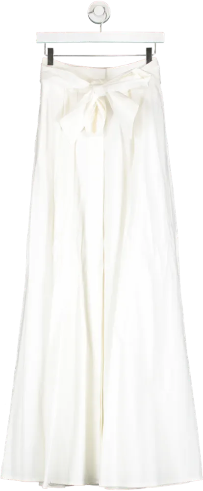 REISS White Gigi Cotton Blend Maxi Skirt With Pockets UK 8