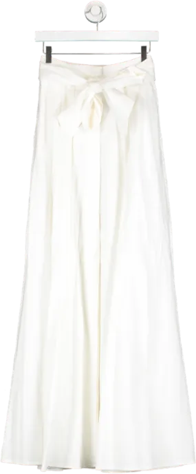 REISS White Gigi Cotton Blend Maxi Skirt With Pockets UK 8