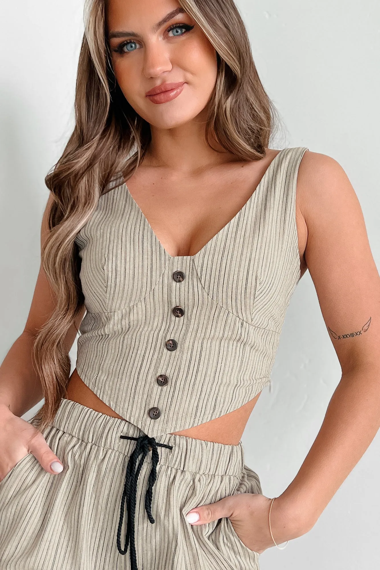 Sharp Minded Beauty Striped Crop Top (Natural)
