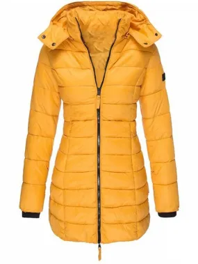 Stylish and Cozy Women's Mid-Length Quilted Puffer Coat with Windproof Features