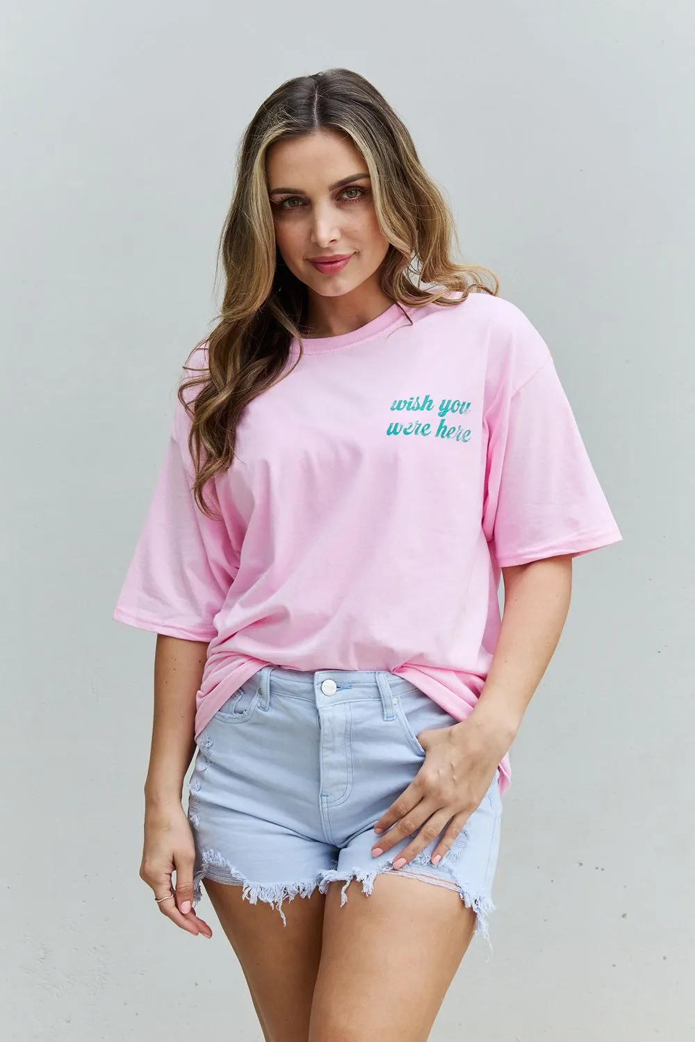 Sweet Claire Wish You Were Here Oversized Graphic T-Shirt